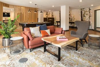 Regency park resident social lounge with kitchen & coffee bar  fully equipped kitchen and coffee bar, perfect for gathering, relaxing, and connecting.